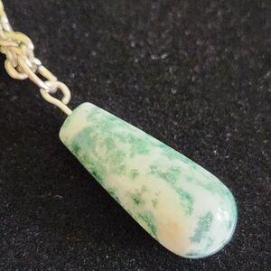 Moss Quartz Teardrop Necklace